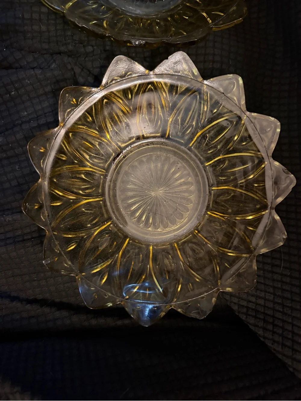Vintage Sunburst Glass Bowls - Amber Tint (Set of 2)